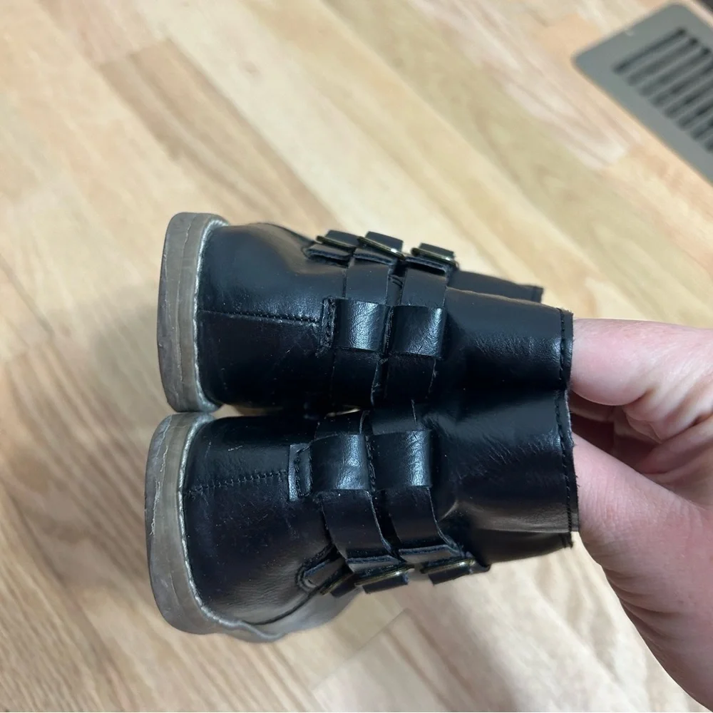 Old Navy Triple Buckle Ankle Boots Black Sz 9 Kids Toddler Girls